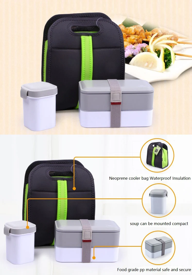 ONEUP bento ланч бокс набор с суповой кружкой двойной герметичный изолированный портативный контейнер для хранения еды экологически чистый Microwavable