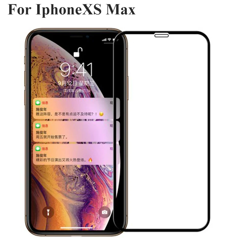 

2PCS Black Full Cover Tempered Glass For Iphone XS Max XSMax Screen Protector Toughened Film For Iphone X S Max IphoneXS Max