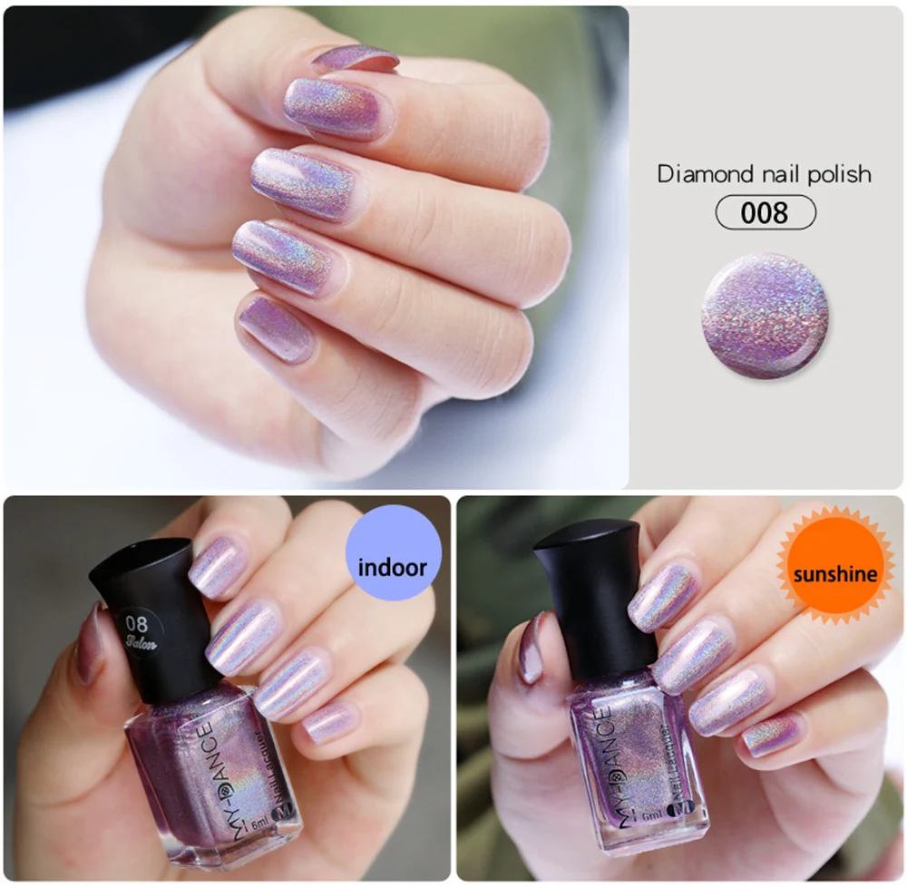 Голографический лак для ногтей флакон 6 мл Блестящий эффект лаковой голограммы |