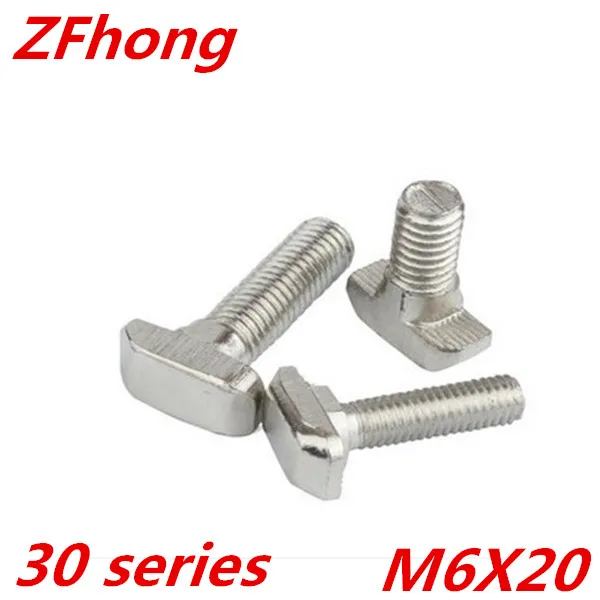 

50pcs M6*20 Nickel Plated Carbon Steel Hammer Head Bolt Aluminum Connector T Head Screws For 3030 Aluminum Profile