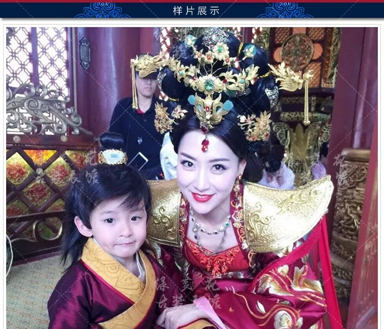 Император императрица пара свадебные костюмы красный полная вышивка Hanfu для новейшая телевизионная игра Феникс воины-легенда о небесной слезе