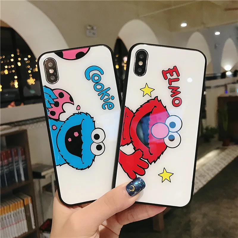 Iphone XR tide cartoon tempered glass mobile phone case iPhone 6s protective cover popular pattern iphpne 7 8 plus |