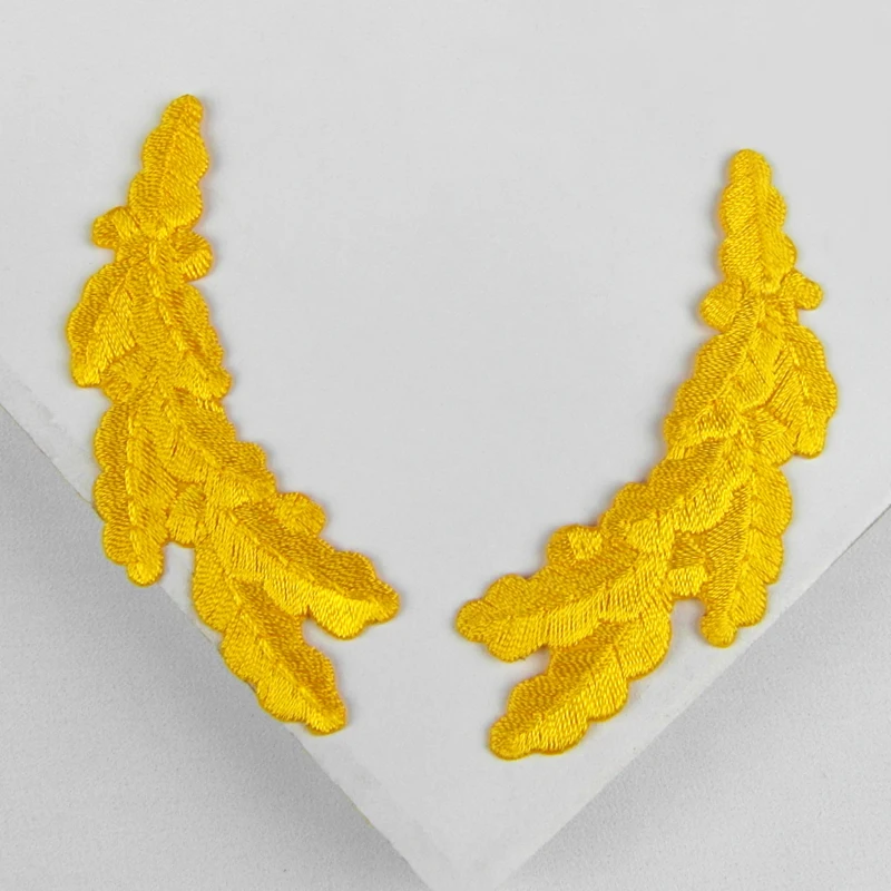 

1 Pair Boutique Golden Leaves Patch for Clothes Dress Jacket Bags High Quality Iron On Patches for DIY Clothes