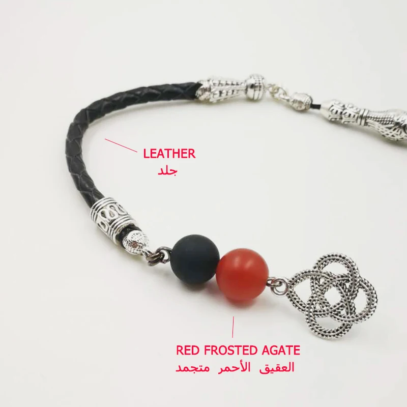 Черный Матовый Агат кожаная кисточка Tasbih все новые браслеты на руку аксессуары