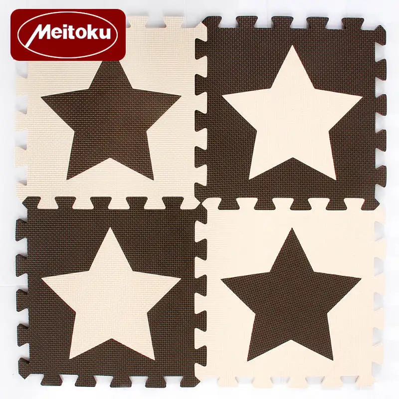 Coffee and Beige Meitoku для детей, eva пены игровой коврик-пазл/детские звезды коврики игрушки ковер для детей блокировка напольный для упражнений плитки, каждый: 32 см X 32 см - Цвет: Coffee and Beige