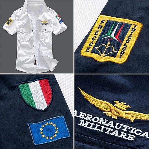 Мужская повседневная хлопковая рубашка с коротким рукавом в стиле ВВС модная