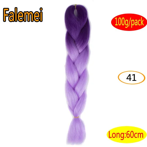 #6 FALEMEI 100 г/упак. 24 дюйма, вязанные косички, волосы, Омбре, два тона, цветные, огромные косички, волосы, синтетические волосы для кукол, вязанные волосы - Цвет: #6