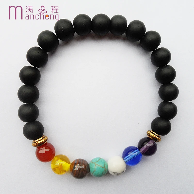 Новый мужской браслет с 7 чакрами Модный черный женский из бисера 2020 тонкой лавы |
