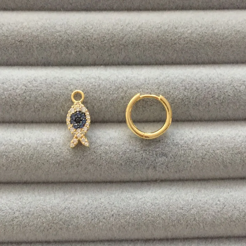 UMGODLY 1 Piece Luxury BrandYellow Gold Color Mono Lucky Eye Cute Fish Earring Pave Cubic Zirconia Women Fashion Jewelry | Украшения и