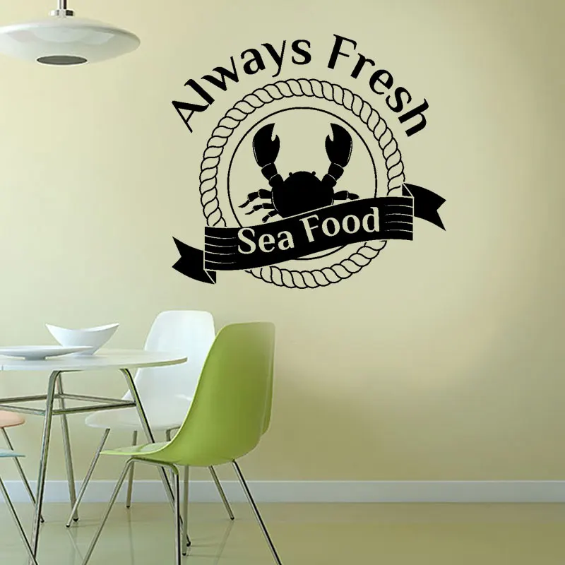 

Asian Food Always Fresh Sea Food Cafe Restaurant Vinyl Wall Sticker Restaurant Dining Room Banner Decor Decal Mural Kitchen 3160