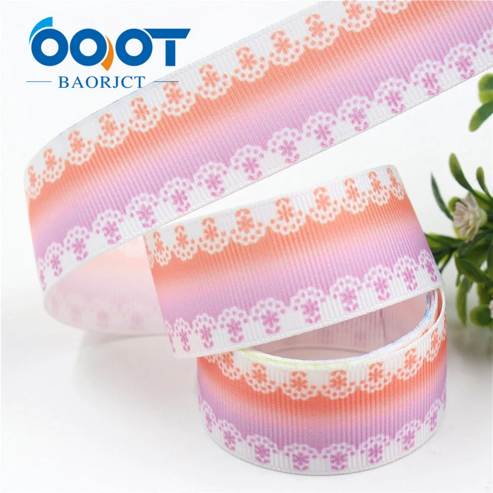 OOOT BAORJCT I-19603-1370 25mm 10yards geometric Thermal transfer Printed grosgrain Ribbons tape crafts bow cap DIY accessories | Дом и сад