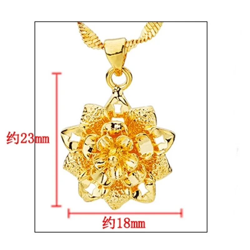 OMHXFC Wholesale European Fashion Woman Girl Party Birthday Wedding Gift Vintage Rose Flower 18KT Real Gold Charm Pendant PN42 |