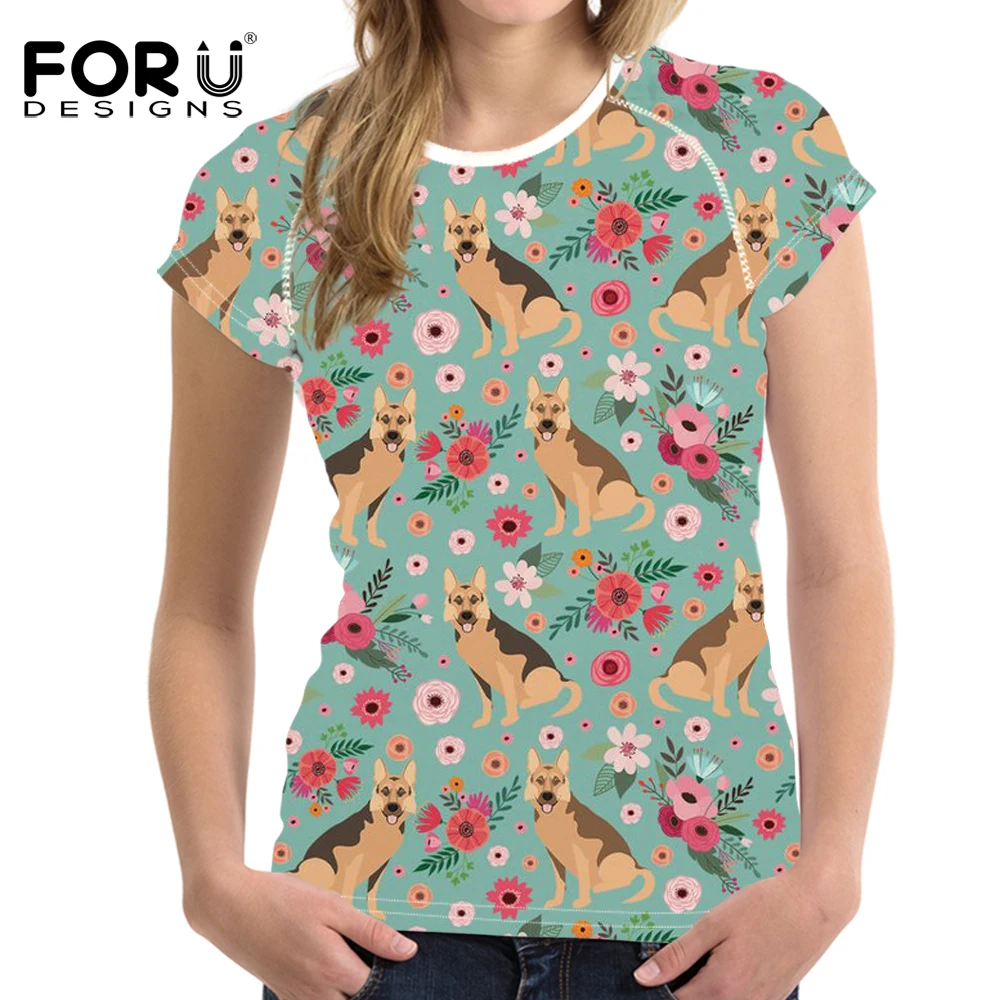 FORUDESIGNS/с рисунком панель в форме французского бульдога женская футболка