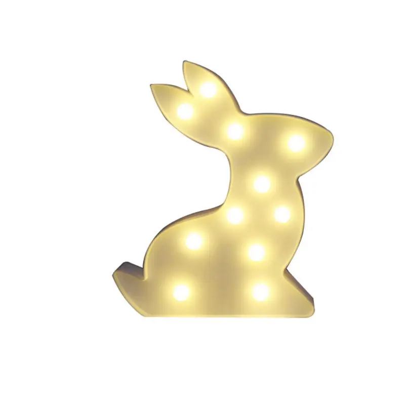 Lovely Rabbit Luminaria LED Night Light Bedside Lamp Letter Wall Decorative White Pink Color Kid Gifts New Warm Lighting | Лампы и
