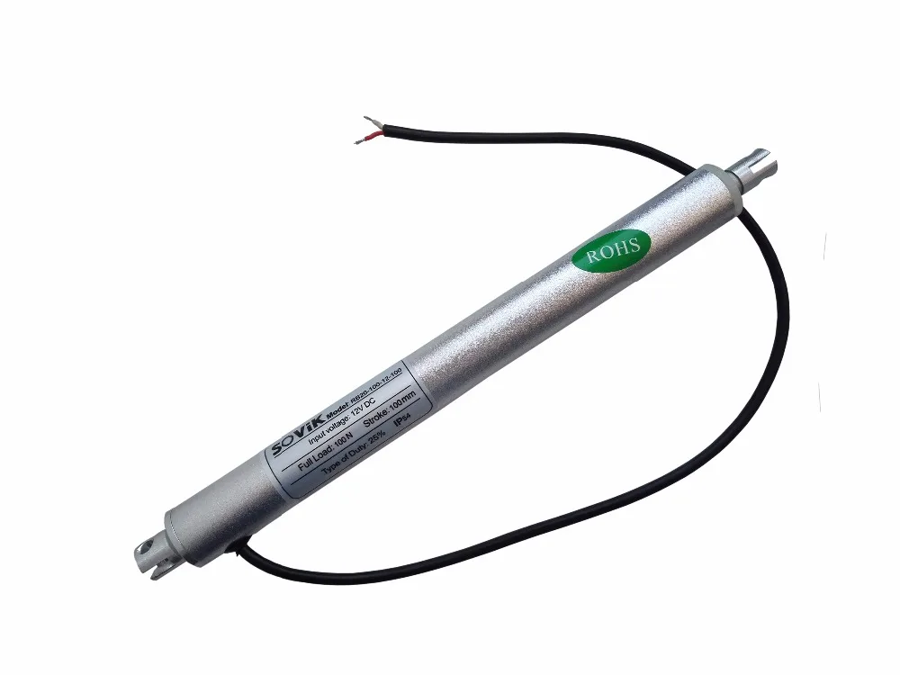 

12V DC Micro Mini Electric Linear Actuator 4 inch/100mm Stroke 200N Max Load In-line Round Tube 20mm Diameter