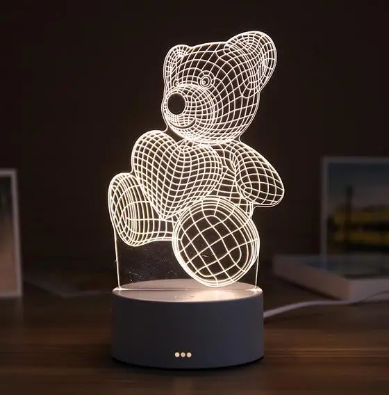 bear 3D смоляный ночной Светильник Светодиодный настольный светильник милый медведь любовь замок Настольный светильник ABS+ Смола мульти-дизайн подарочная лампа для детской спальни - Цвет абажура: bear
