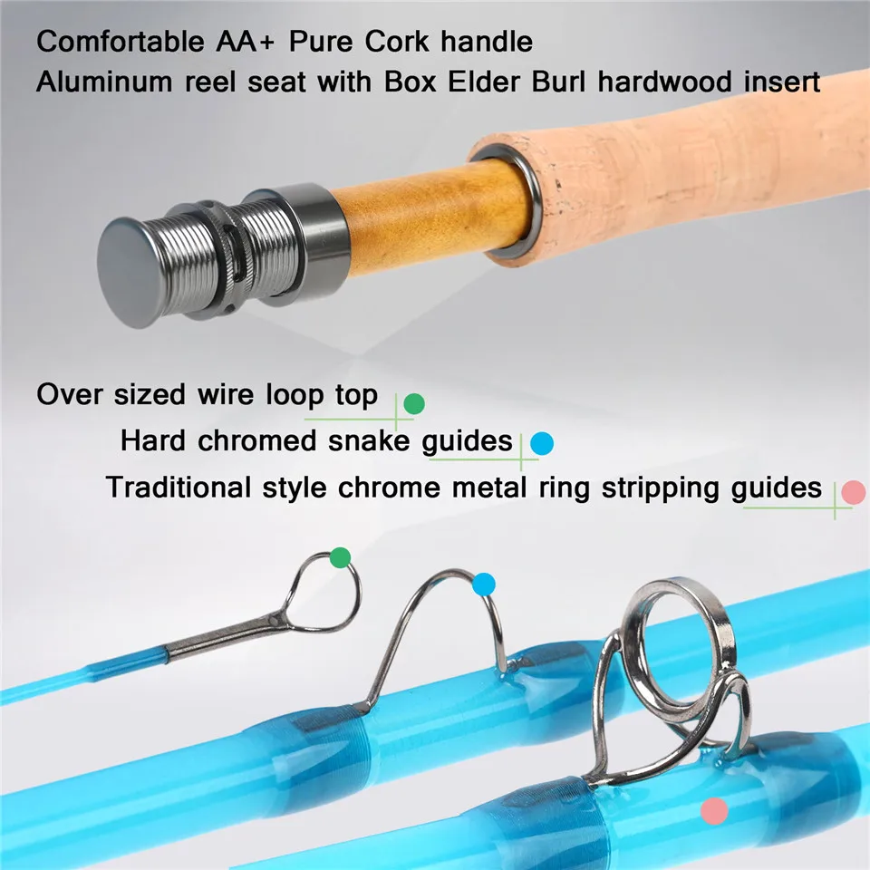 Maximumcatch 7/8/8.6FT 3-6wt Transparent Fiberglass Fly Fishing Rod With Cordura Tube enlarge