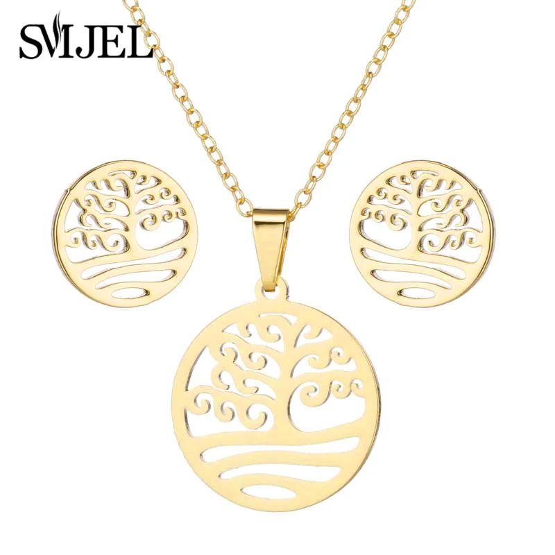 Smjel Новый из нержавеющей стали подвески с деревом жизни ожерелье свадебное