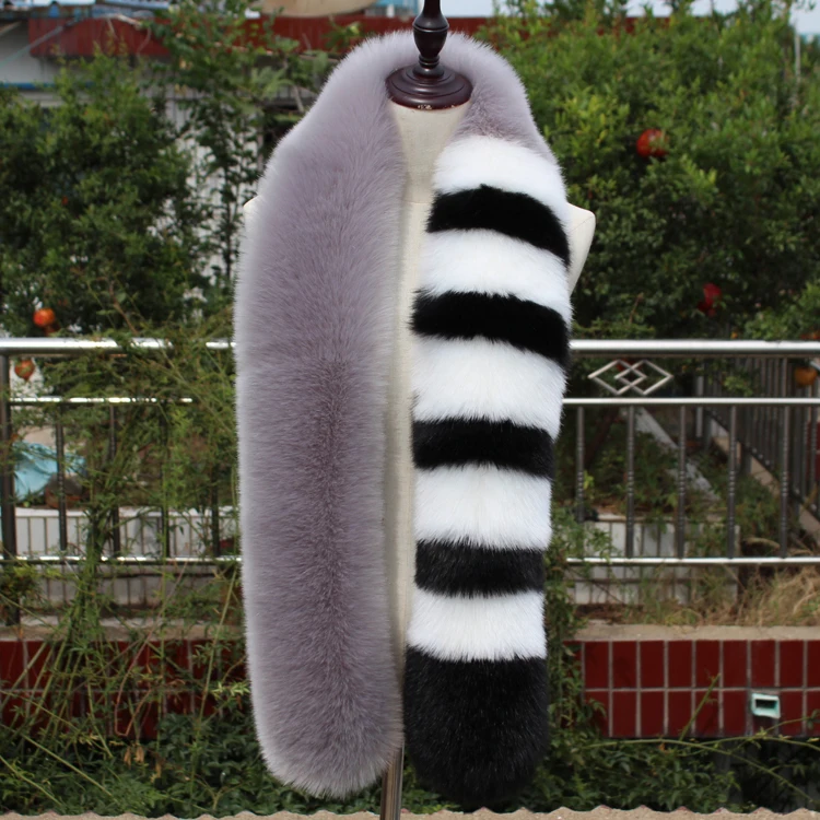 Потрясающий высококачественный длинный шарф из искусственного лисьего меха