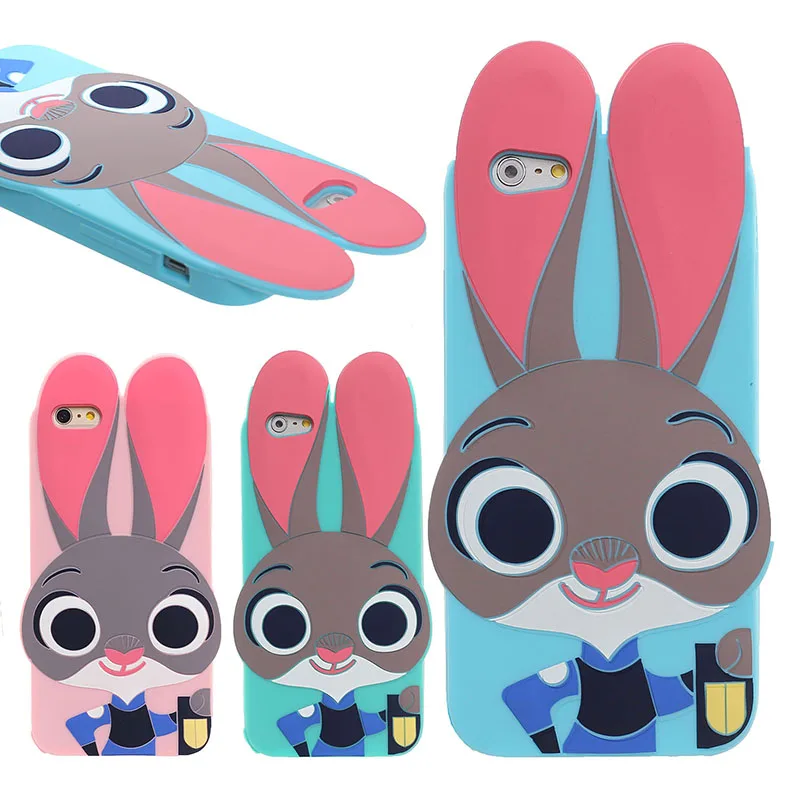 2016 чехол для iphone 5 силиконовый 6 6s plus Zootopia Judy rabbit защита сотового телефона