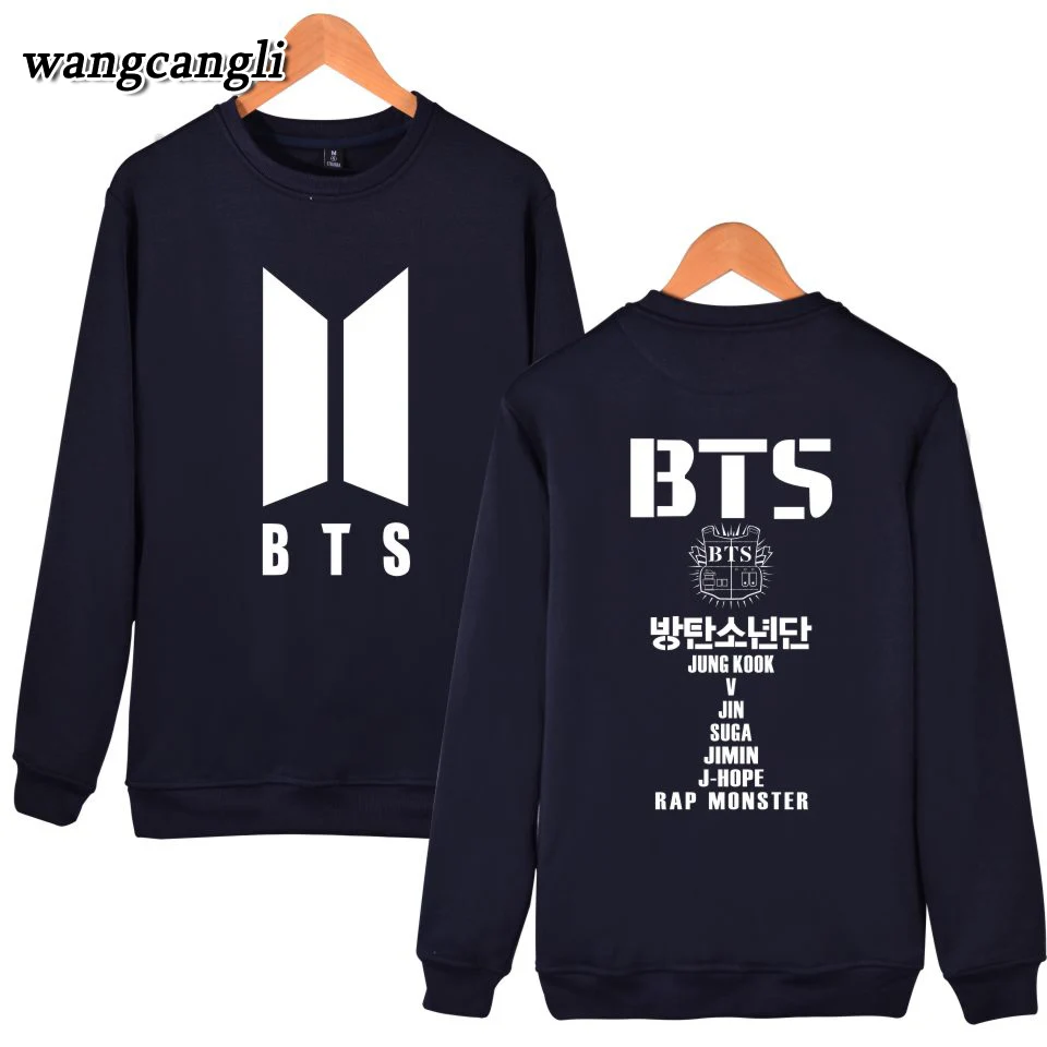 K поп монолитным Толстовки и толстовка для пары Популярные Bangtan хип хоп Для женщин