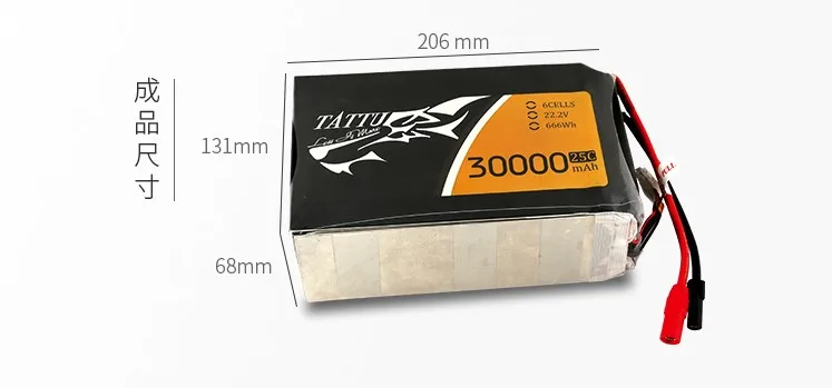 1 шт. батареи TATTU 6S 30000mAh 22,2 V 25C 6S1P LiPo с разъемом AS150+ XT150 для беспилотных дронов