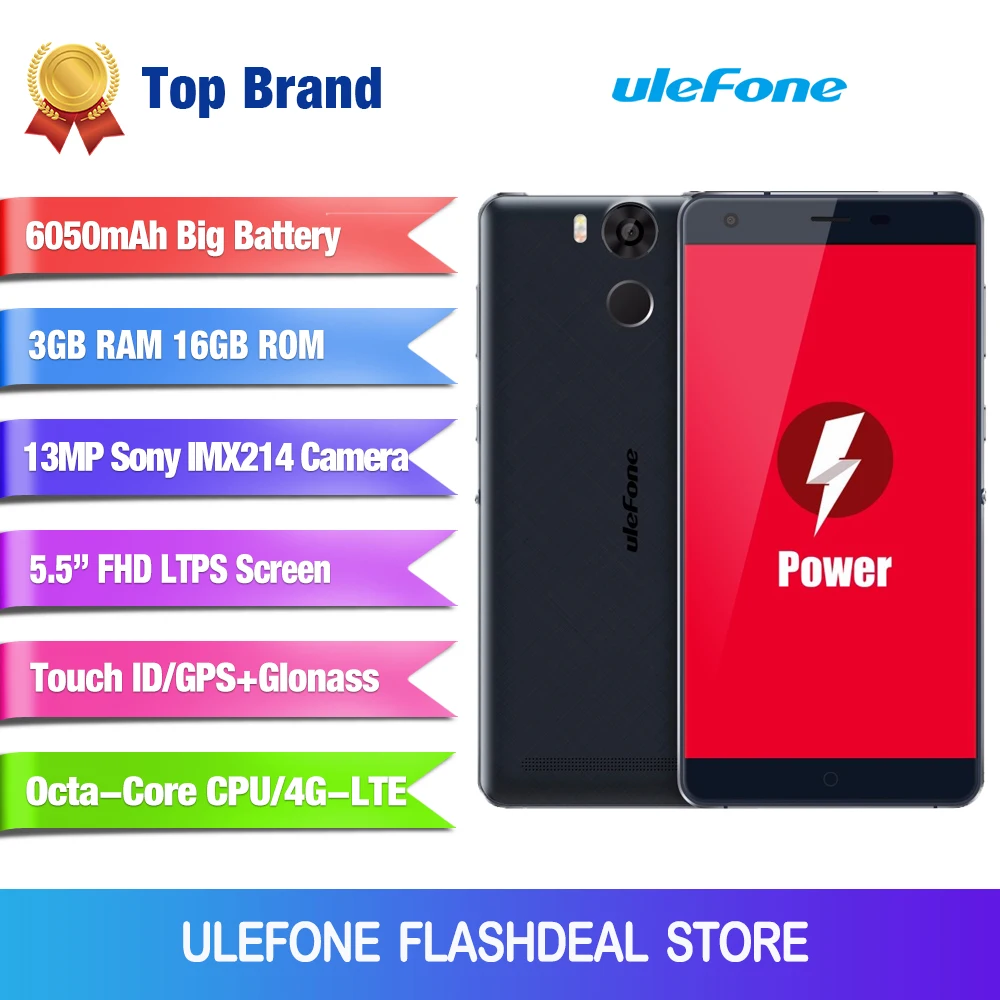 Ulefone power Мобильный телефон 5 дюймов FHD 3 ГБ оперативная память 16 Встроенная 13MP