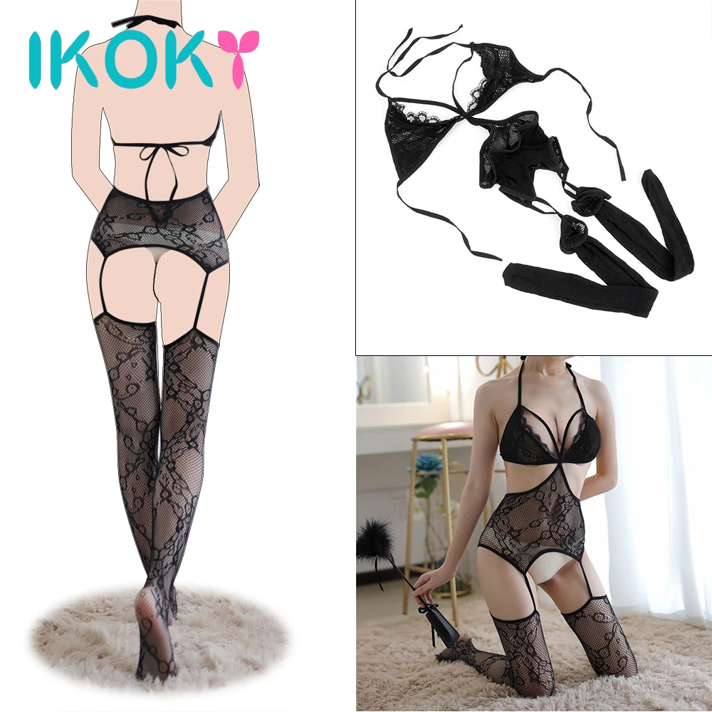 IKOKY Открытые колготки нейлоновые чулки Экзотическая одежда сексуальное нижнее