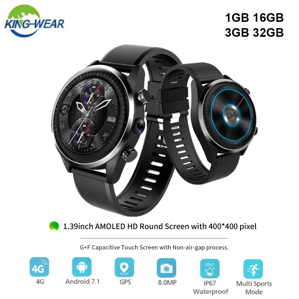 KingWear KC05 Pro 4G Смарт часы Android 7 1 MTK6739 четырехъядерный телефон 3 ГБ ОЗУ 32 Гб ПЗУ gps 8MP