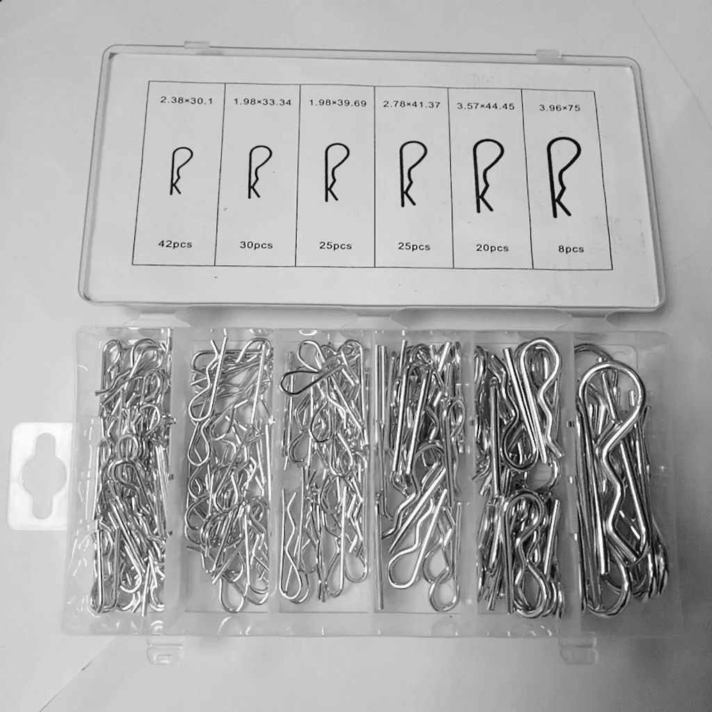 150 шт. R Тип штифт Серебряная углеродистая сталь в Mechenical Hair Cotter Pin тракторный зажим