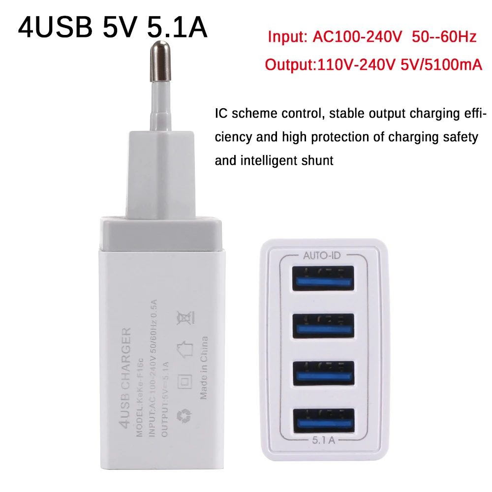 Универсальный 4 порта USB путешествия мобильный телефон зарядное устройство