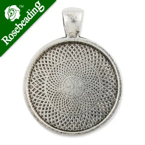 25 мм античный Серебристый Круглый Сплав цинка Камея Кабошон База Установка