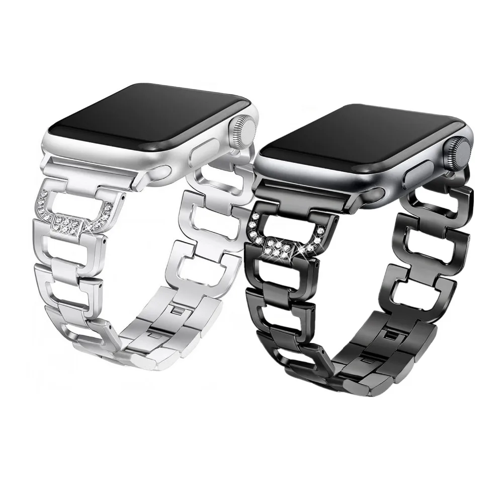 Роскошный браслет для apple watch 3/2/1 ремешок 38/42 мм металлический из нержавеющей