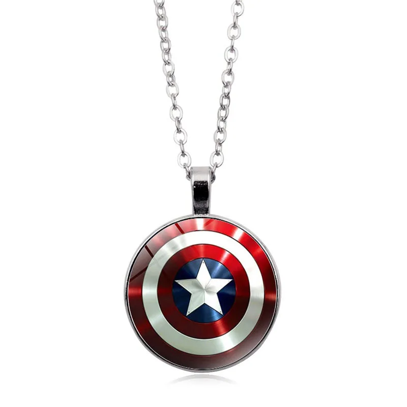 3 Капитан Америка щит ожерелье s для женщин мужчин Marvel Мстители 4 эндигра кулон ожерелье стеклянные купольные украшения Аксессуары - Окраска металла: 3