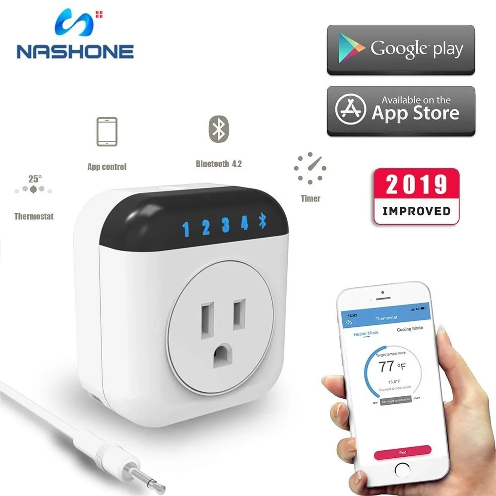 Термостат Nashone 220 В Беспроводная Bluetooth многофункциональная розетка с зондом синхронизации, обратного отсчета времени приложение управления iOS и Android