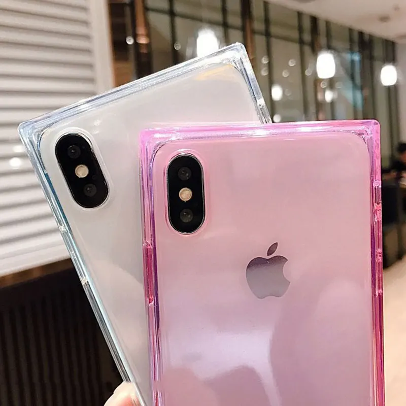 Модный квадратный прозрачный мягкий чехол из ТПУ для телефона iPhone X XS Max XR 11 Pro 7 8 Plus
