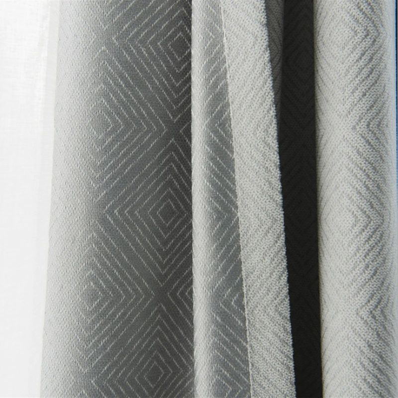 Простые серые жаккардовые шторы для гостиной Затемненные оконные роскошная