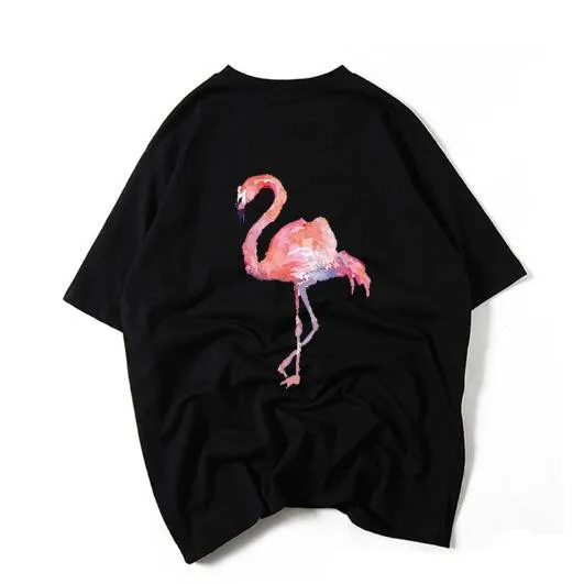 Летние Новые Модные женские футболки с изображением фламинго однотонные