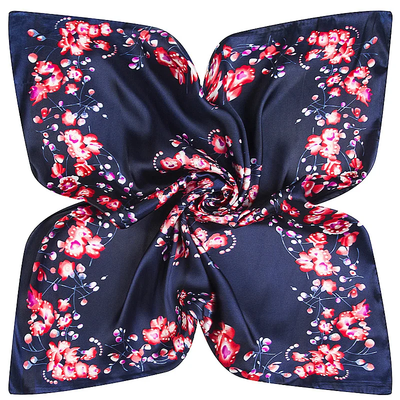 Bufanda cuadrada pequeña para mujer, pañuelo de flores japonesas y coreanas para Primavera, 60cm x 60cm