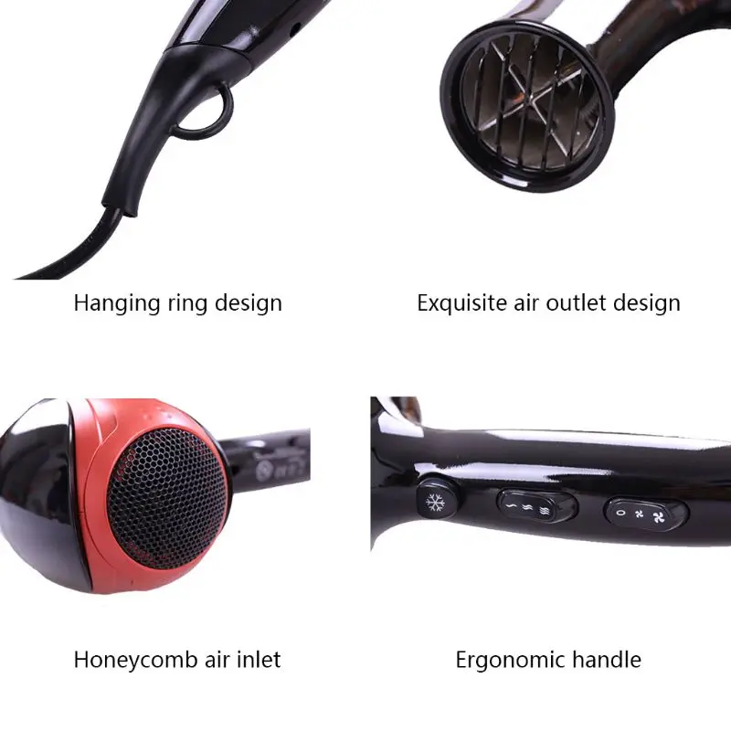 

Professional 2000W Electric Hair Dryer Large Speed Power Ionic Blower With Hairdressing Diffusers Salon Home Use 220V