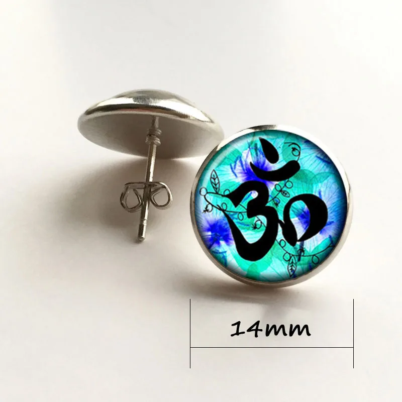 Марокканские серьги мандала цветок серьги-гвоздики стеклянный кабошон кулон ом