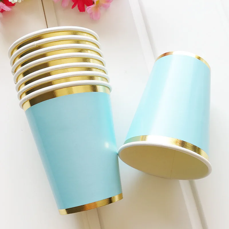Украшенная золотой фольгой одноразовые столовые приборы синий tablecenterpieces на