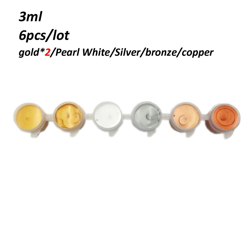 6pcs Advance акриловые краски пигмент набор для DIY Одежда Текстиль Ткань ручная роспись стены штукатурка рисунок золото/серебро/бронза - Цвет: 6pcs