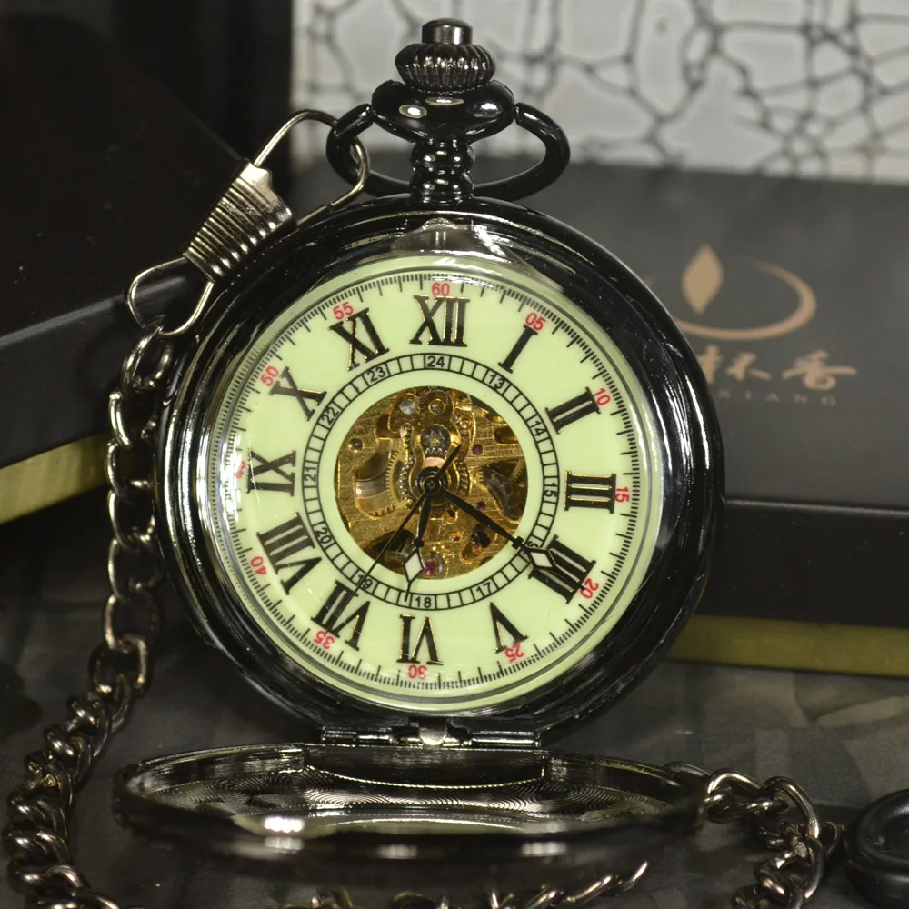 TIEDAN стимпанк Скелет Механические карманные часы для мужчин Античный роскошный