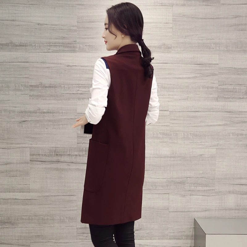 

Han edition in the spring of 2020 the new long v-neck vest coat joker black vest top female fashion tide