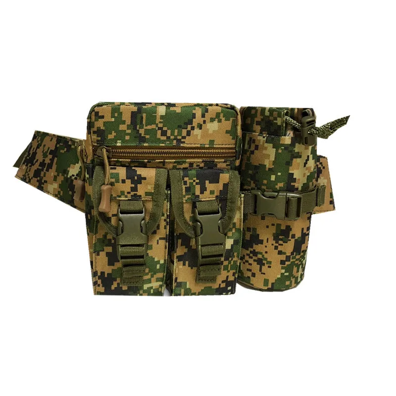 Outdoor tactical multi-function waist bag with bottle camouflage Military Army pockets Camping hiking waterproof Toolkit | Спорт и