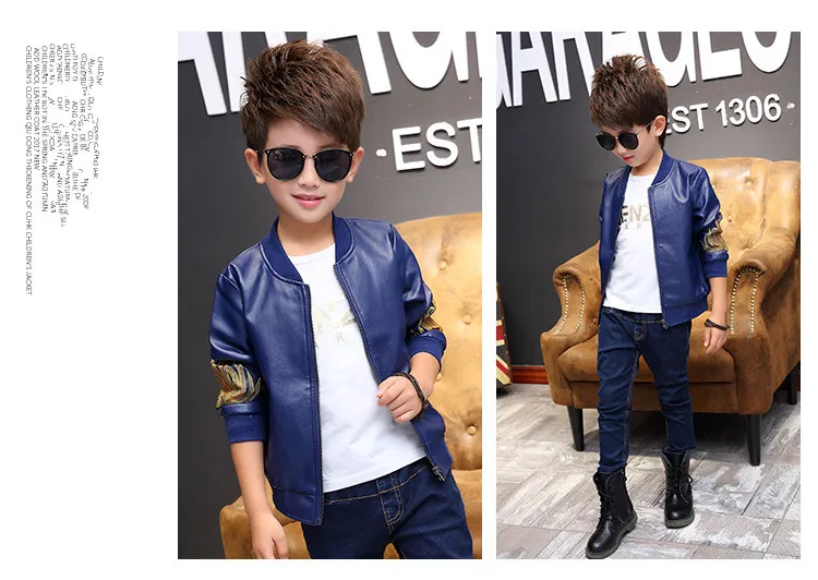 Giacca in pelle per bambini moda primavera e autunno Ragazzi Ragazze in pelle babero in pelle giacca corta in pelle