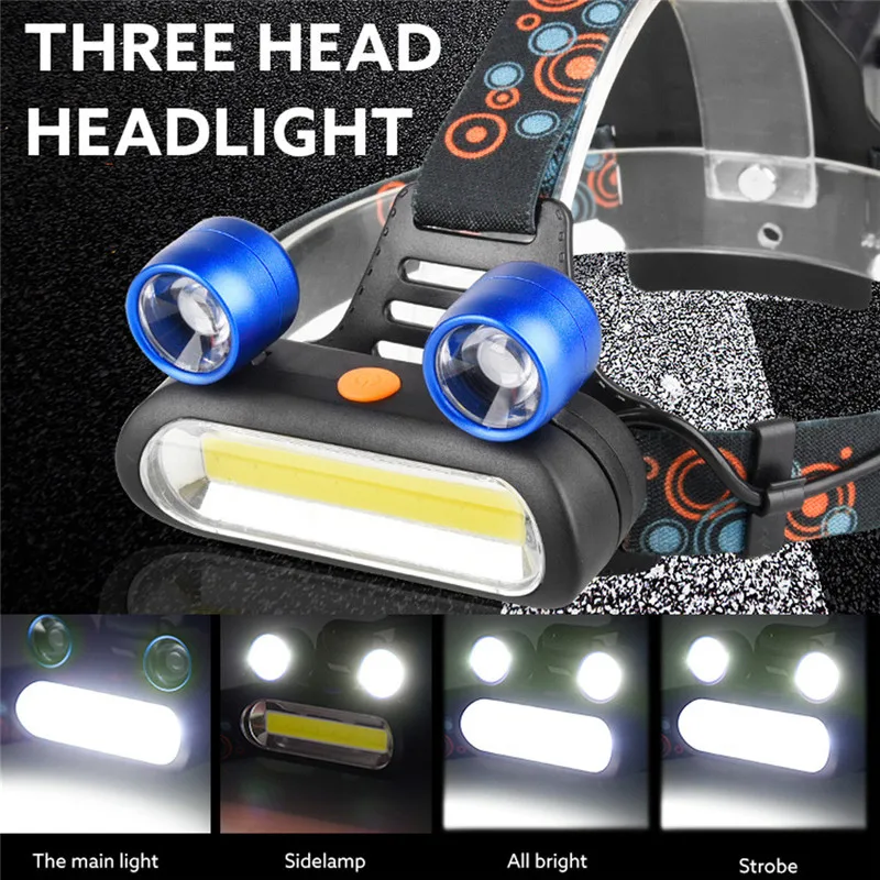 2018 Новый 15000LM 2x XM L T6 LED + COB Перезаряжаемый 18650 налобный фонарь комплект|2x xm-l t6|xm-l t6