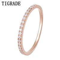 tigrade real 925 sterling silver ring rose gold color cz wedding rings women engagement band thin anel feminino female size 3 13