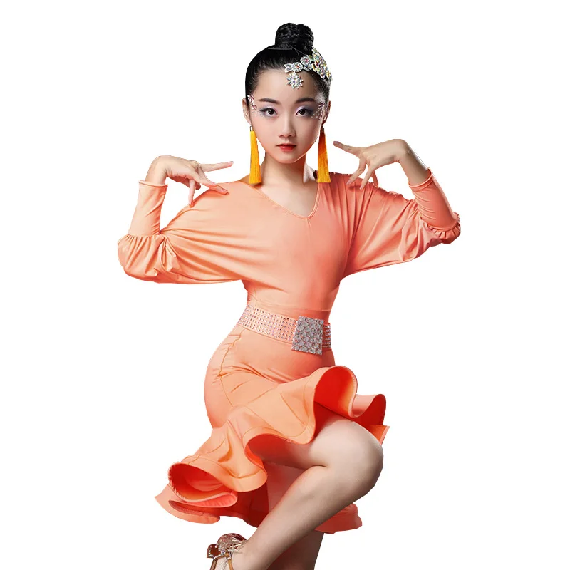 Детский костюм для латиноамериканских танцев юбка из спандекса бальных девочек